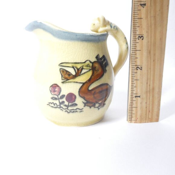Pelican Creamer w/ Cat Handle Vintage Surrealist Japan Ceramic Cream Pitcher - Picture 8 of 8